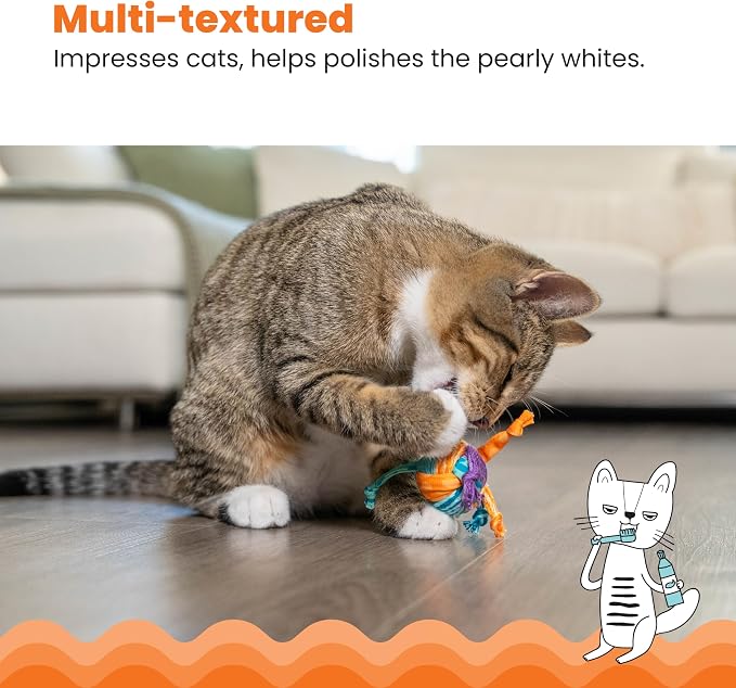 Catstages Catnip Tons of Tails ?€? Interactive Catnip Dental Chew Toy for Cats with Rope, Ribbon & Cotton for Batting, Chasing & Chewing - Image 4
