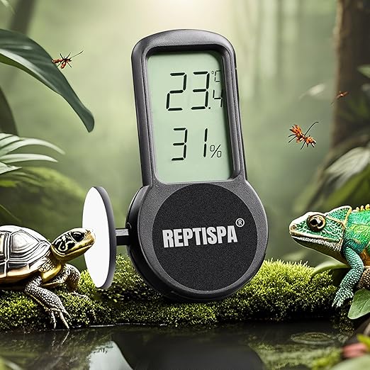 Reptile Thermometer Hygrometer, Pack of 2 Digital Thermometer Humidity Meter for Reptile Terrarium, Temperature Gauge Humidity Gauge with Digital LCD Display for Bearded Dragon Tank