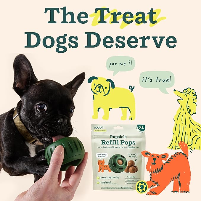 WOOF Pupsicle Refill Pops, Delicious Long Lasting Dog Treats, Pre-Made Pupsicle Refills for Dogs, Wholesome Ingredients, Low-Mess Chicken Pet Treats - XL Pops - 5 Count - 3 Pack