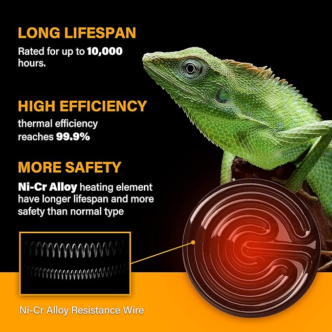 HealSmart Reptile Heat Lamp Bulb Ceramic Heat Emitter 150W No Light Emitting Brooder Coop Heater for Amphibian Pet & Incubating Chicken, Black (Pack of 4)