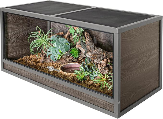 120 Gallon Reptile Tank, 48 x 24 x 24 Wooden Reptile Terrarium with Sliding Door & Top Screen Ventilation, Suitable for Bearded Dragon Ball Python Gecko Lizard, Better Insulation
