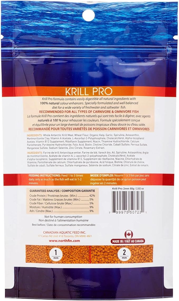 Northfin Fish Food Krill Formula Slow Sinking Pellets (3mm 1kg)