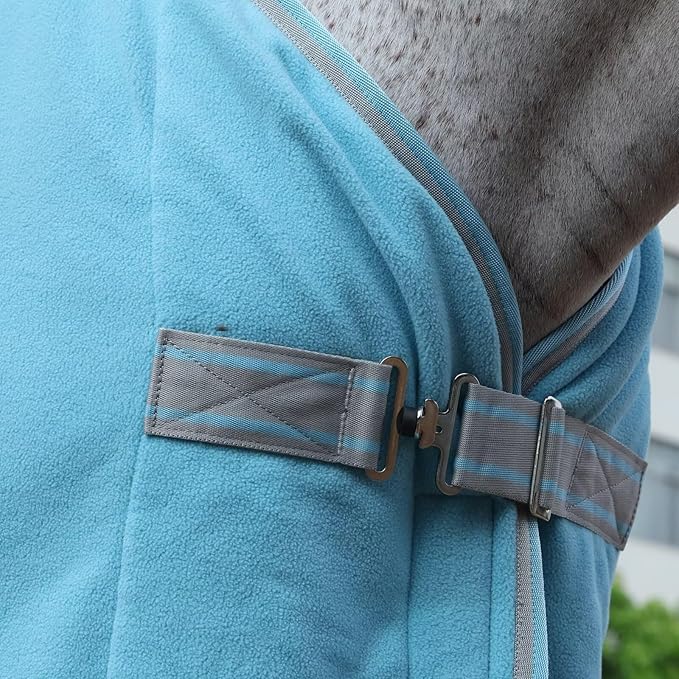 LEAFOREST Horse Fleece Blanket Polar Fleece Cooler Liner Soft Exercise Blankets for Horses Moisture Wicking Sheet in The Barn, Stable, Stall, Pasture, Paddock Blue 72 inches