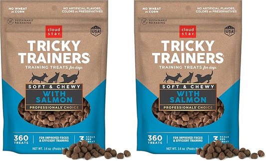 Cloud Star Tricky Trainers Chewy Dog Treats,Salmon,14 oz. Pouch,(Pack of 2)