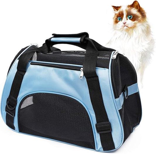 MuchL Pet Carrier Soft-Sided Carriers for Cat Carriers Dog Carrier for Small Medium Cats Dogs Puppies Pet Carrier Airline Approved Cat Dog Pet Travel Carrier (Small, Blue)
