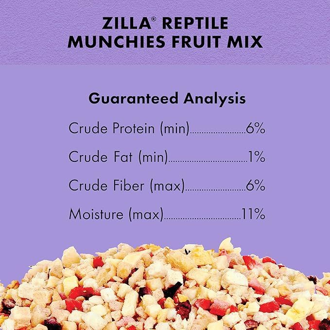 Zilla Reptile Food Munchies Fruit Mix for Pet Iguanas, Skinks, Tegus, Box Turtles, Tortoises & Hermit Crabs, 2.5 Ounce