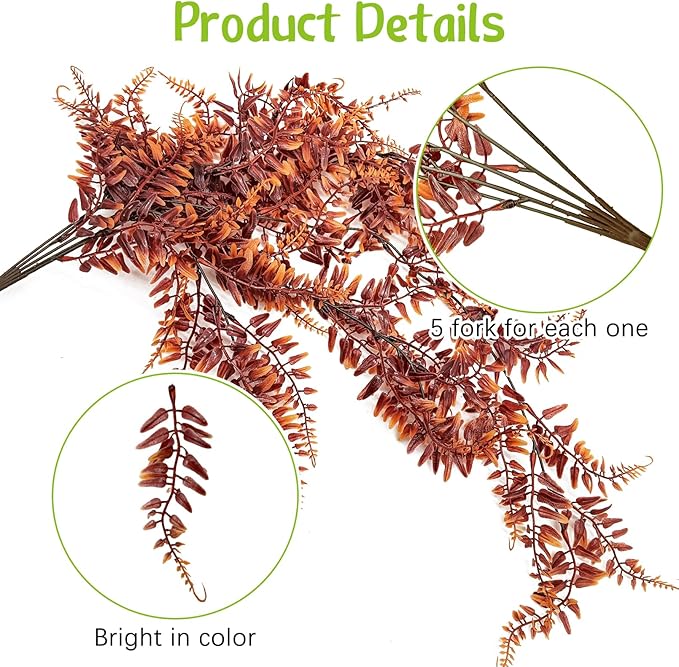 Hamiledyi Reptile Plants 2 Pcs Hanging Terrarium Plants Fake Plant Reptile Tank Accessories for Leopard Gecko Bearded Dragon, Snake, Lizard Habitat (Red)