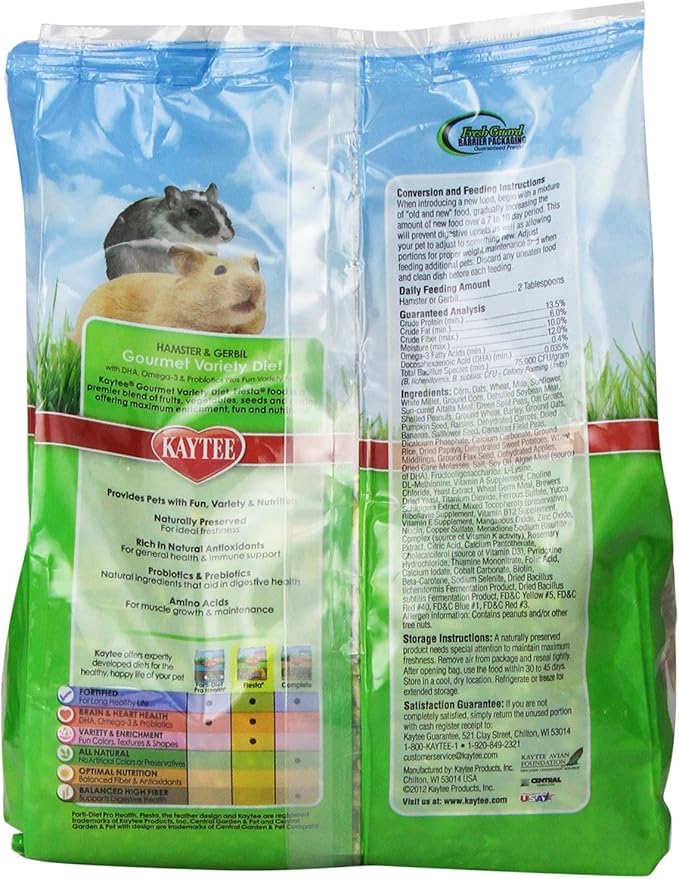 (3 Pack) Kaytee Fiesta Hamster Gerbil Food, 2.5-Pound each