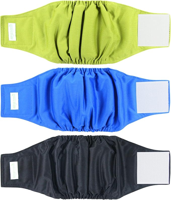 Wegreeco Washable Male Dog Belly Wrap - Pack of 3 - (Black,Blue,Olive,XX-Large)
