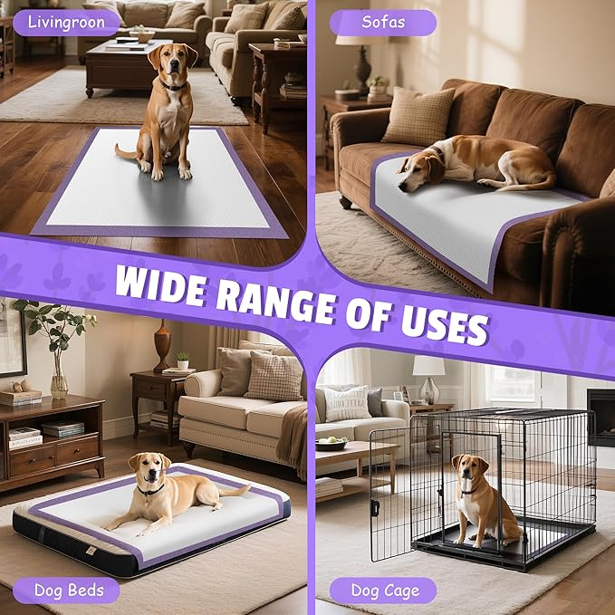 Lavender Scented Super Absorbent & Leak-Proof Puppy Pads, 30"x36" Odor Control Pet Training Dog Pee Pads, Thicken Quick Dry Pee Pads, Potty Training Pads for Dogs Cats 45Counts