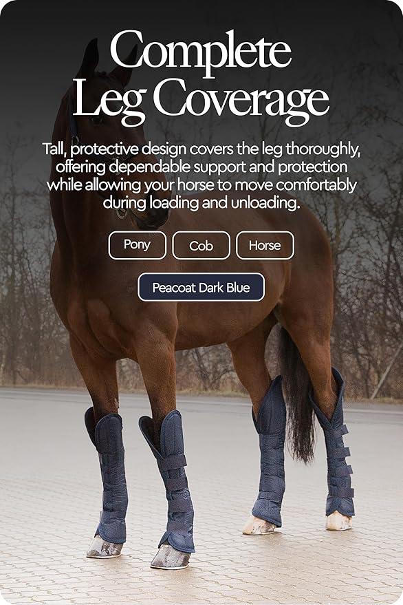 HORZE Horse Shipping Boots Set of 4 - Peacoat Dark Blue - Cob