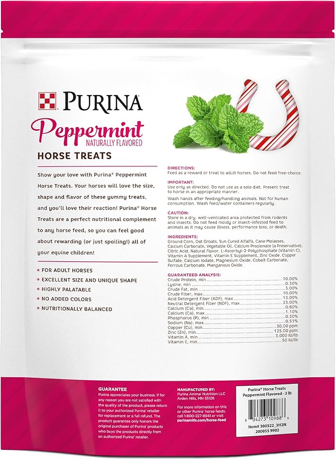 Purina Peppermint Horse Treats, 3 (3LB) Pound Bag