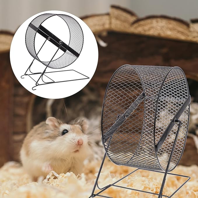 UKCOCO Silent Hamster Running Wheel 8.5 Inch Quiet Exercise Toy with Stable Rack for Small Pets Hedgehogs Chinchillas and Squirrels