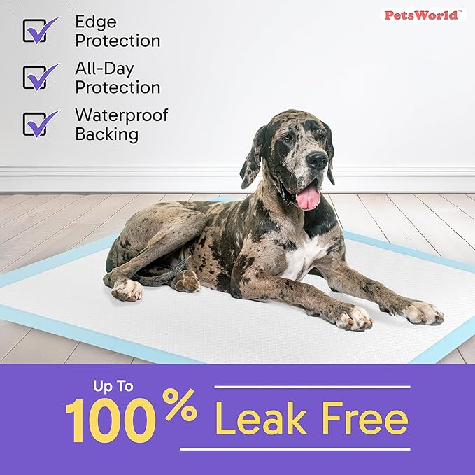 PETSWORLD Giant Dog Potty Pads, Odor-Eliminating, 36" x 36", Ultra Absorbent 5-Layer Leak-Proof Training Pads for Dogs & Cats (36x36, 300 Count)