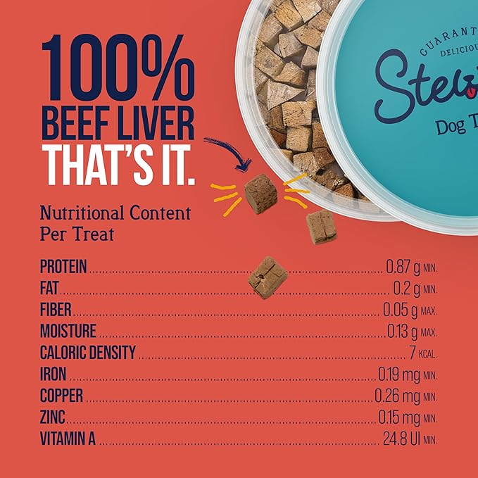 Stewart 100% Beef Liver Dog Treats, 14 oz Tub, ~315 Pieces, Freeze Dried Raw, Single Ingredient, 50% Protein Training Treats or Meal Topper, Grain Free, Gluten Free