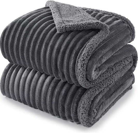 AIPERRO Waterproof Dog Blanket for Large Dogs, Washable Soft Puppy Cat Blanket Flannel Cotton Velour for Sofa Couch Protector, Comfort & Security Reversible Bed Protection for Pet, 40"X50", Gray
