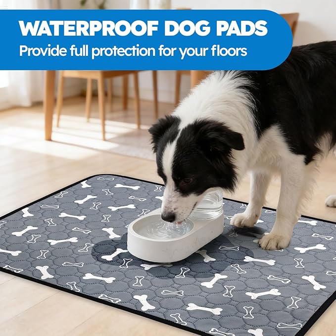 2 Pack Washable Pee Pads for Dogs, Absorbent Reusable Puppy Training Pads, Leakproof, Non-Slip, Waterproof Cat Doggie Pad Pet Potty Mat for Indoor&Outdoor, Whelping, Crate, Gray 28"x40"