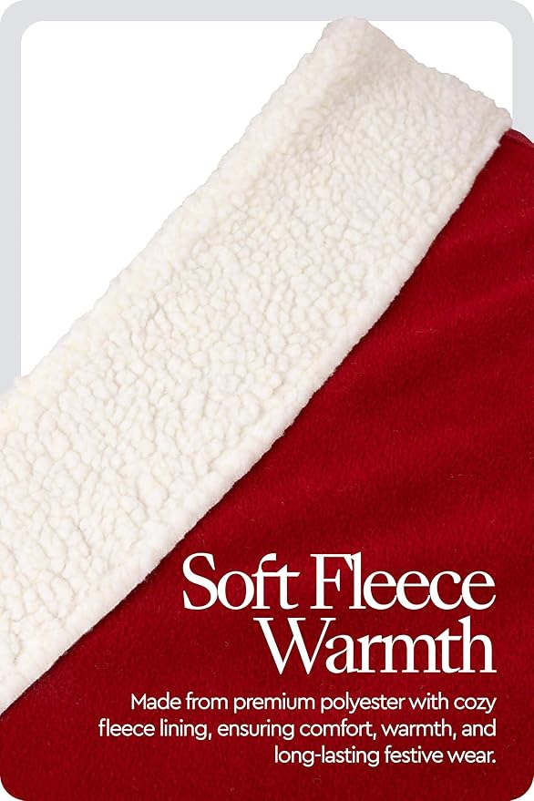 HORZE Santa Christmas Fleece Horse Cooler Blanket with Faux Fur - Red - 69 in