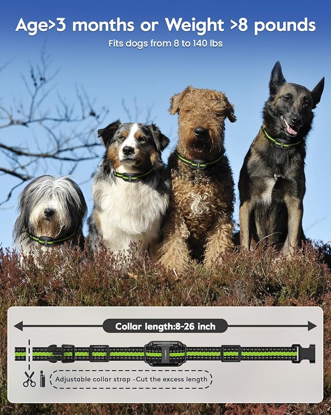SLOPEHILL Dog Training Collar with Remote, 4200FT Electronic Dog Shock Collar with Beep, Vibration, Shock, Flash Light and No Shock Mode, Electric Shock Collar for Small Medium Large Dogs (Green)