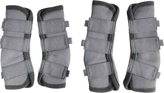 LEAFOREST Horse Fly Boots Set of 4 - Non Slip Leg Protection for Donkey Mini Pony Draft, Breathable Mesh Fly Boots for Pasture & Barn Use Grey Pony