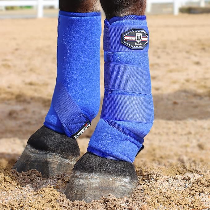 Harrison Howard Horse Sport Medicine Front Shock-Absorbing Boots All-Round Lower Limb Protection & Support Sport Boots Perfect for Endurance Training and Performance Pack of 2 Aquamarine L