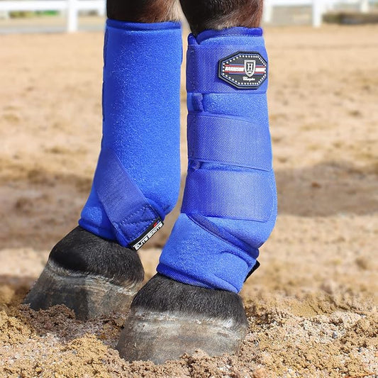 Harrison Howard Horse Sport Medicine Front Shock-Absorbing Boots All-Round Lower Limb Protection & Support Sport Boots Perfect for Endurance Training and Performance Pack of 2 Aquamarine XL