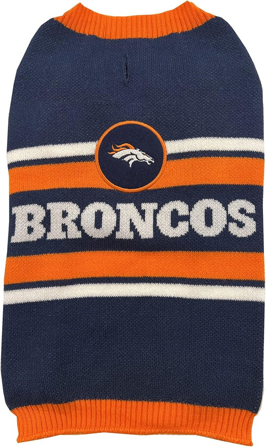 NFL Denver Broncos Dog Sweater, Size Extra Large. Warm and Cozy Knit Pet Sweater with NFL Team Logo, Best Puppy Sweater for Large and Small Dogs