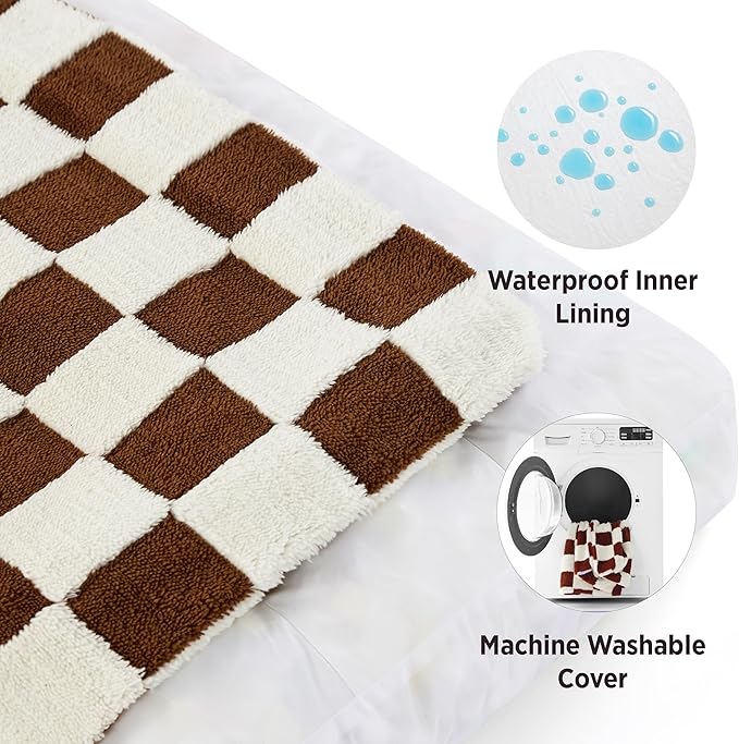 LE SURE Large Dog Beds-Thick Shredded Chopped Foam Pet Bed as Gift for Indoor with Removable Cover, Cute Modern Fuzzy Plush & Anti Slip Bottom, Brown