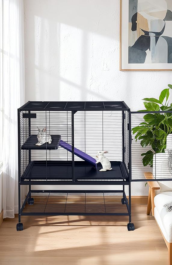 Garvee Metal Small Animal Cage,39 ''L Multi-Level Ferret Cage for Small Animals - Large Hamster Cage with Removable Ramp, Removable Tray for Chinchilla, Rabbit, Guinea Pigs, Hedgehog, Gerbil
