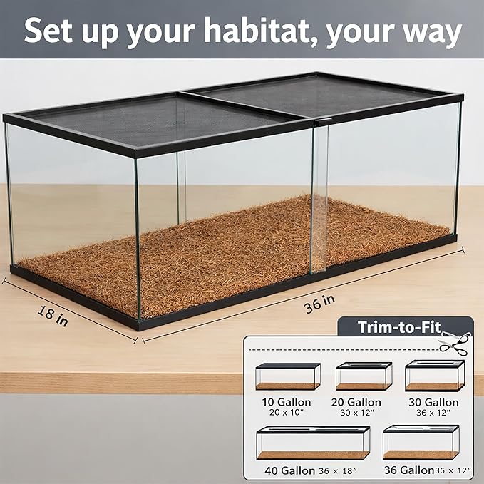 Reptile Carpet, Reptile Mat, Natural Coconut Fiber Liner Flooring for Tank, Bearded Dragon Tank Accessories (18"X 36", 1 PCS)
