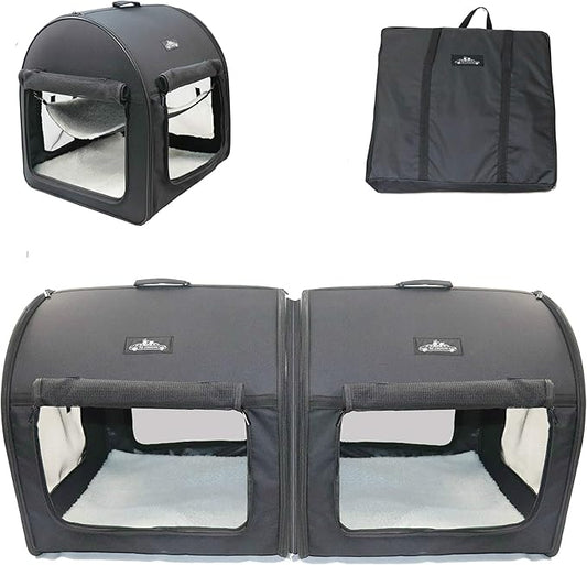 Soft Dog Cat Crate The Portable 2-in-1 Double Travel Kennel Tube Carrier for All Pets Car Seat Ready
