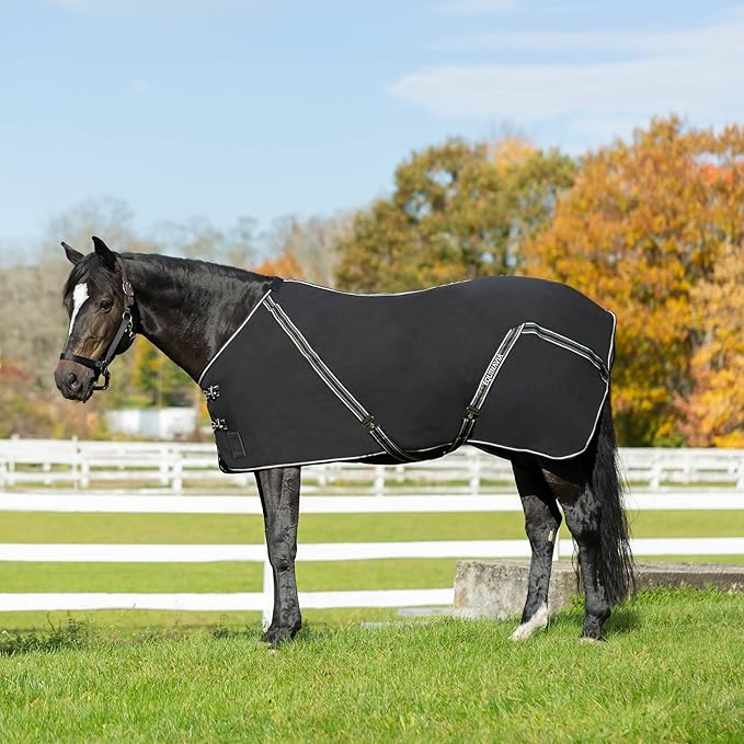 Equinavia Fryd 100% Cotton Stable Blanket for Horses | No Fill - Black - 80 in