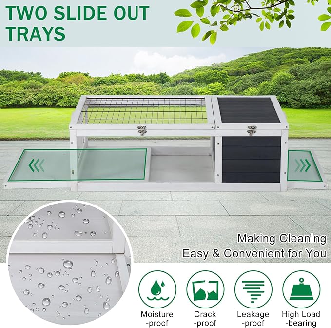 Tortoise Habitat Large Tortoise Enclosure Indoor w/Removable Bottom, Wooden Tortoises House Outdoor, Turtle Habitat Reptile Cage for Lizards, Bearded Dragon, Small Animals