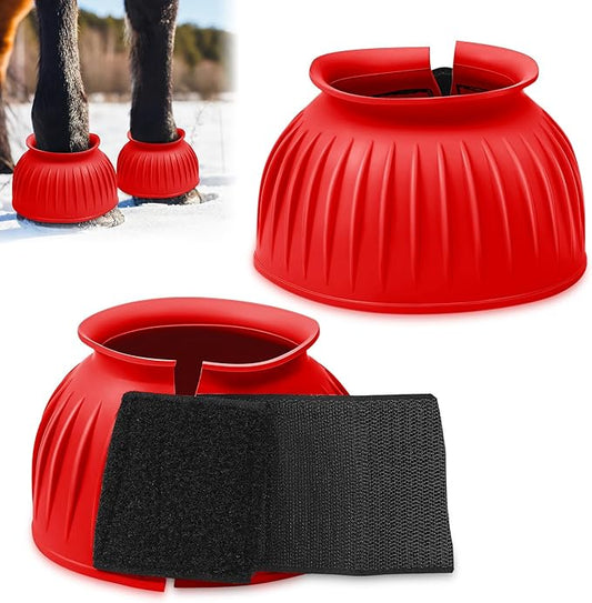 Abbylike Bell Boots for Horses 1 Pair/2 Pair Available, Protect Against Hoof Impact Trauma, Rubber Bell Boots Horse Care for Turnout, No Rub Design Wrap Hook and Loop