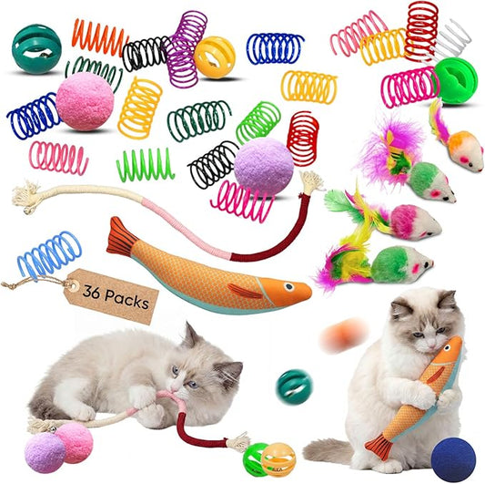 Cat Toys for Indoor Cats, 36 Pack Interactive Cat Toy Set by YULOYI