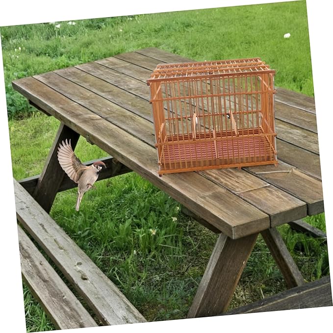 Toyvian Lightweight Bamboo Bird Cage for Small Birds Portable Woven Canary Carrier Handle for Indoor and Outdoor Travel Sturdy Design for Parakeets and Budgies
