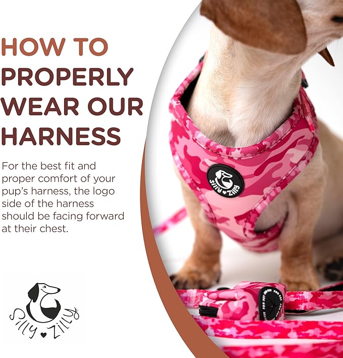 No Pull Harness and Leash Set - 6-in-1 Adjustable Vest Harness and Collars for Medium and Large Dogs. (Military Pink, Large)