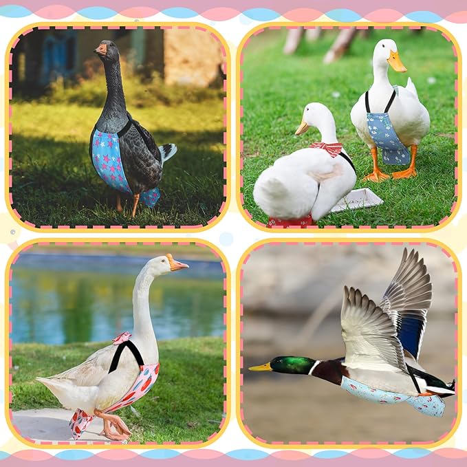 6 Pcs Chicken Diapers for Indoor Chickens Reusable Washable Duck Diapers with Bowtie Adjustable Ducklings Pet Poultry Potty Training Clothes for Rooster Chicken Geese(Classic,L)