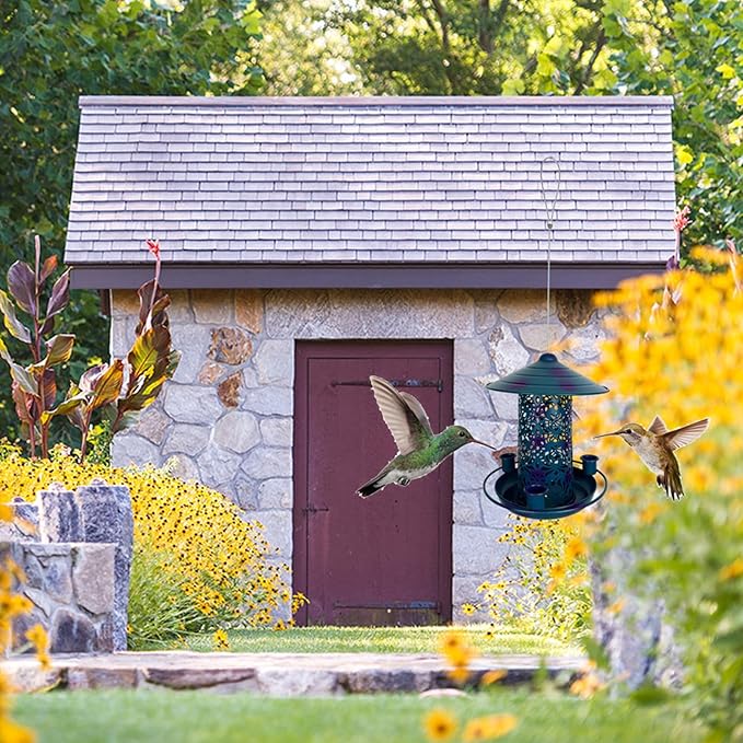 Bird Water Feeder Garden Decorations Multiple Feeders Easy Filling Metal Hanging Food Station Food Trays for Outside
