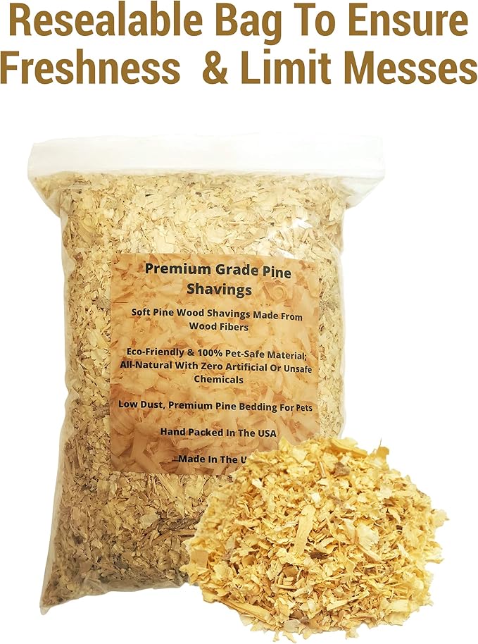 Premium Pine Bedding - 16 Quart |Soft, Dust Free Shavings | All Natural | Small Animals | Animal Bedding | Chicken Coop | Odor Control | Fresh Pine Flakes