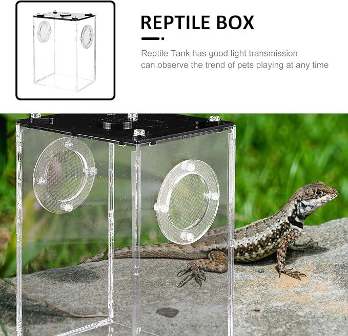 Mipcase Box Box Reptile Feeding Lizard Terrarium Reptile Tank Enclosure Jumping Spider Habitat Container Carrier Breeding Tanks Transparent Feeding Accessories Snake Cage