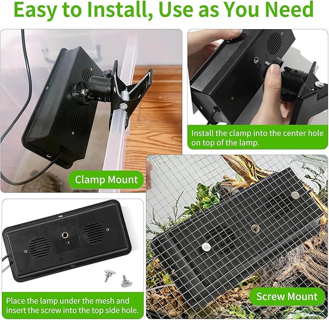 LED UVB Reptile Light – Dual UVA/UVB Lamp with Dimmer, 2 UV Modes, Timer & Fan Cooling, 10W for Turtles, Lizards, Snakes, Glass or Mesh Terrariums (6500K)
