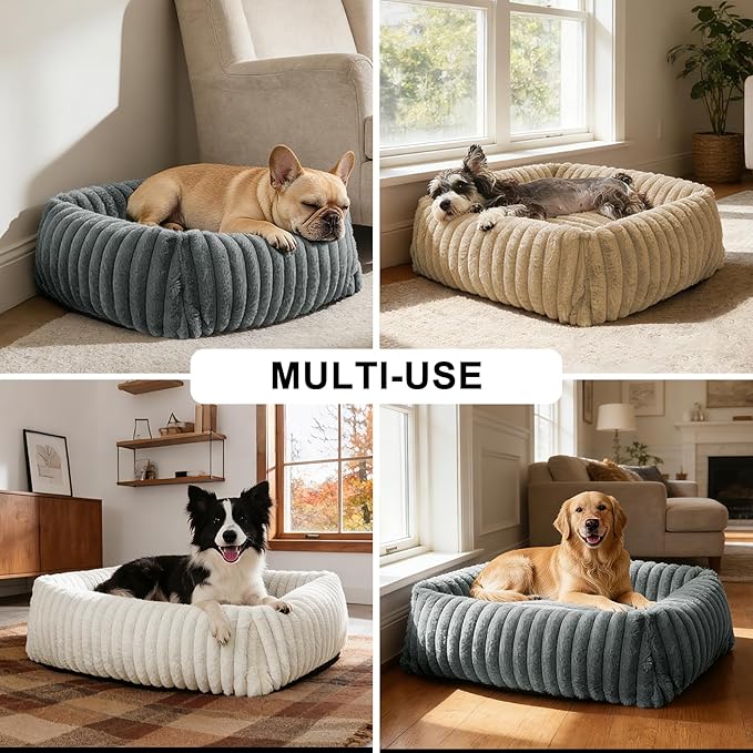 FURTIME Medium Dog Beds for Medium Dogs Washable, Orthopedic Dog Bed, Rectangle Warming Soft Calming Sleeping Puppy Bed Durable Pet Bed with Anti-Slip Bottom