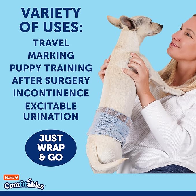 Hartz Comfitables Disposable Male Dog Wraps with Stretchy Waistband, Medium 36 Count