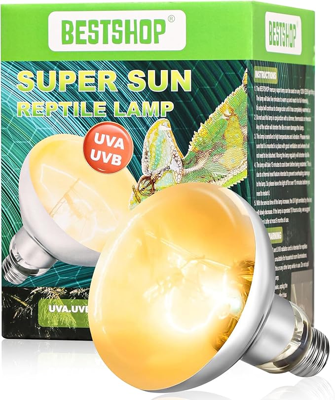 Heat Lamp Bulbs, 125 Watt Reptile Heat Bulb, Full Spectrum UVA UVB Light Bulb, Natural Daylight, Basking Spot, Sun Light for Reptile and Amphibian, 1 Pack
