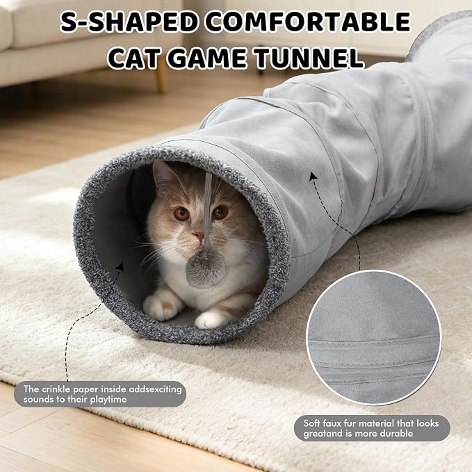 XIAPIA Cat Tunnels for Indoor Cats, 6-in-1 Collapsible Crinkle Play Tunnel - Image 3