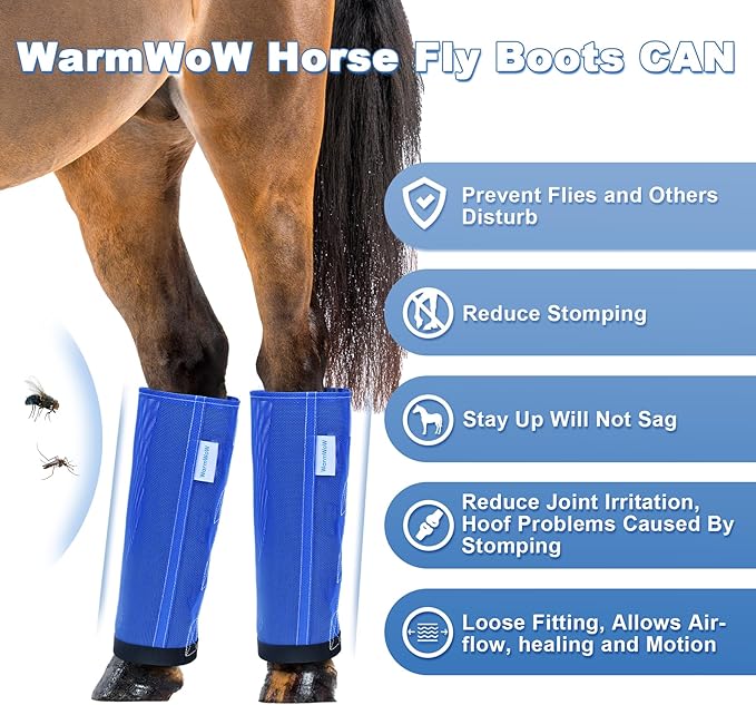 Horse Fly Boots Set of 4, Mesh Boots for Horses, Leggings for Horses, Reduce-Stomping, Breathable Mesh, Loose Fitting, Stay Up Not Sag, No Rub