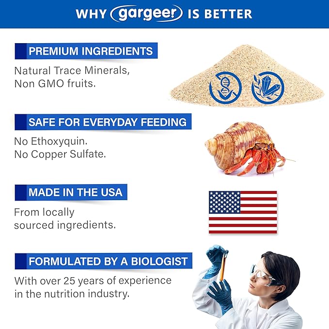 Gargeer 4oz Hermit Crab Mineral Supplement. Using Premium Ingredients ONLY, You Will Now Promote Optimal Growth, Exoskeleton Formation, and Support The Molting Process. Enjoy!