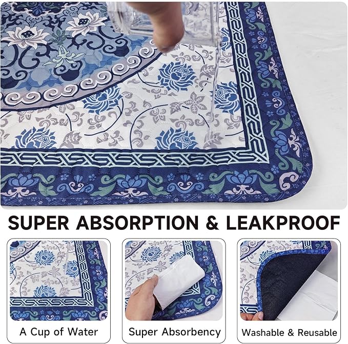Washable Pee Pads for Dogs,72"x72" Waterproof Non-Slip Reusable Puppy Pad with Fast Absorbent,Leakproof Whelping Pads for Pet Housebreaking (Indigo Blue Medallion, 72"x72"(Pack of 1))
