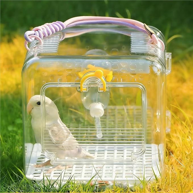 Portable Bird Travel Carrier Cage - Breathable Parrot Carrying Box for Cockatiels, Budgies, and Parrotlets